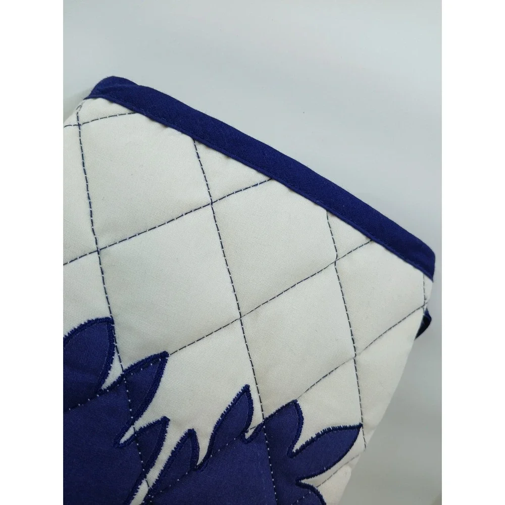NEW HAWAIIAN Applique Quilted Potholder‎ Blue  Made In Honolulu Poi Happy